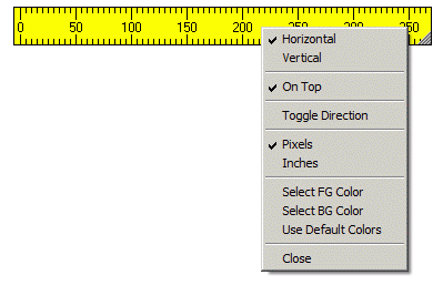 A context menu is available with, I think, obvious options. Toggle direction refers to left-to-right or right-to-left numbering of tick marks.